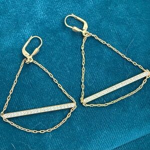 Source Unknown Gold and Silver Bar Chain Earrings